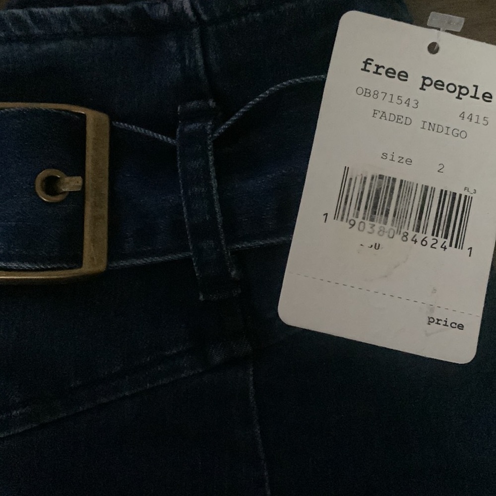 NWT Free People Skirt Faded Indigo Belted Denim size 2 - Picture 7 of 11